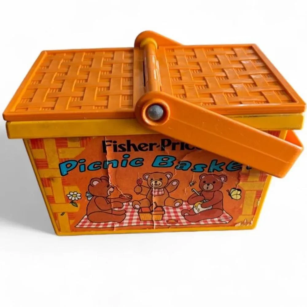 Vintage 1974 Fisher-Price Picnic Basket Teddy Bear Picnic Toy